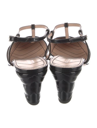 Gucci Double G Logo Patent Leather T-Strap Pumps