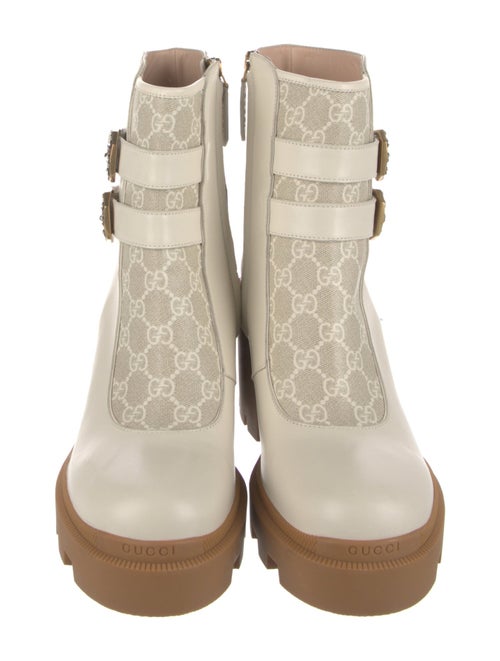 Gucci Leather Crystal Embellishments Combat Boots