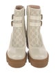 Gucci Leather Crystal Embellishments Combat Boots