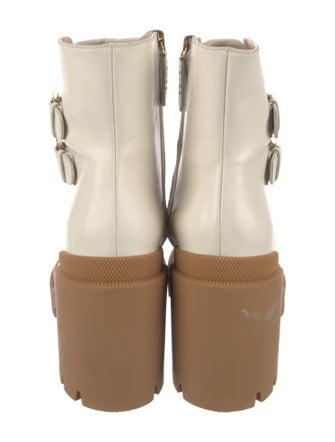 Gucci Leather Crystal Embellishments Combat Boots