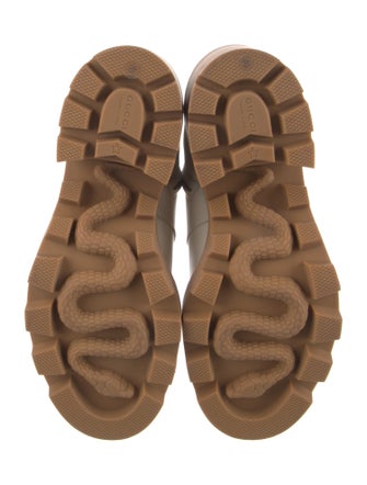 Gucci Leather Crystal Embellishments Combat Boots