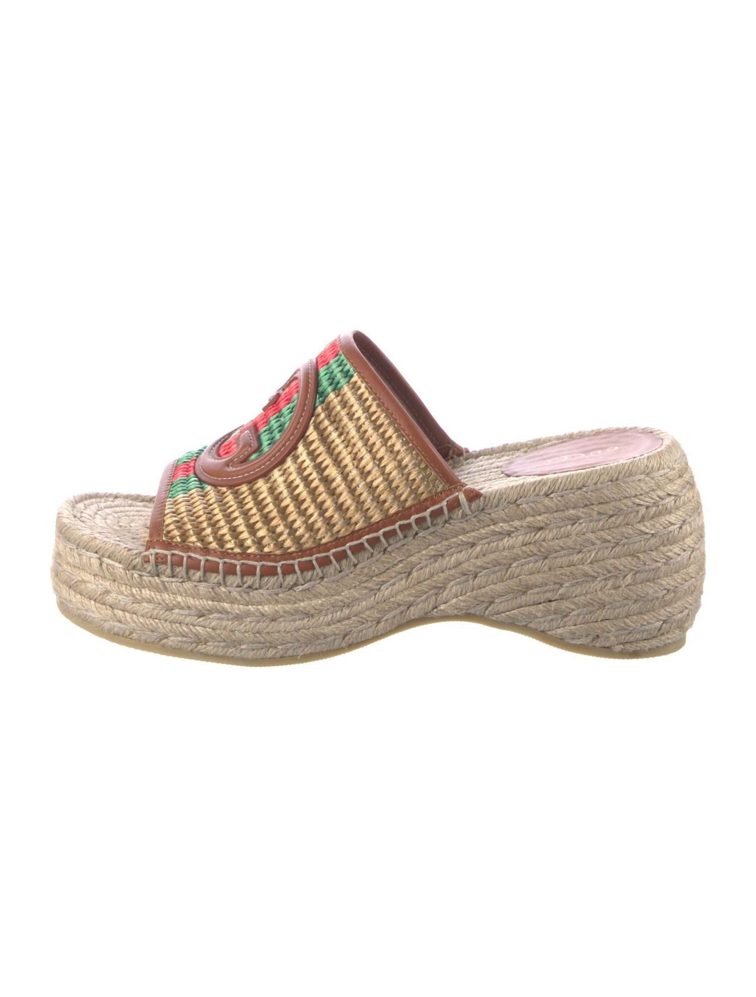 Gucci Web Accent Straw Espadrilles
