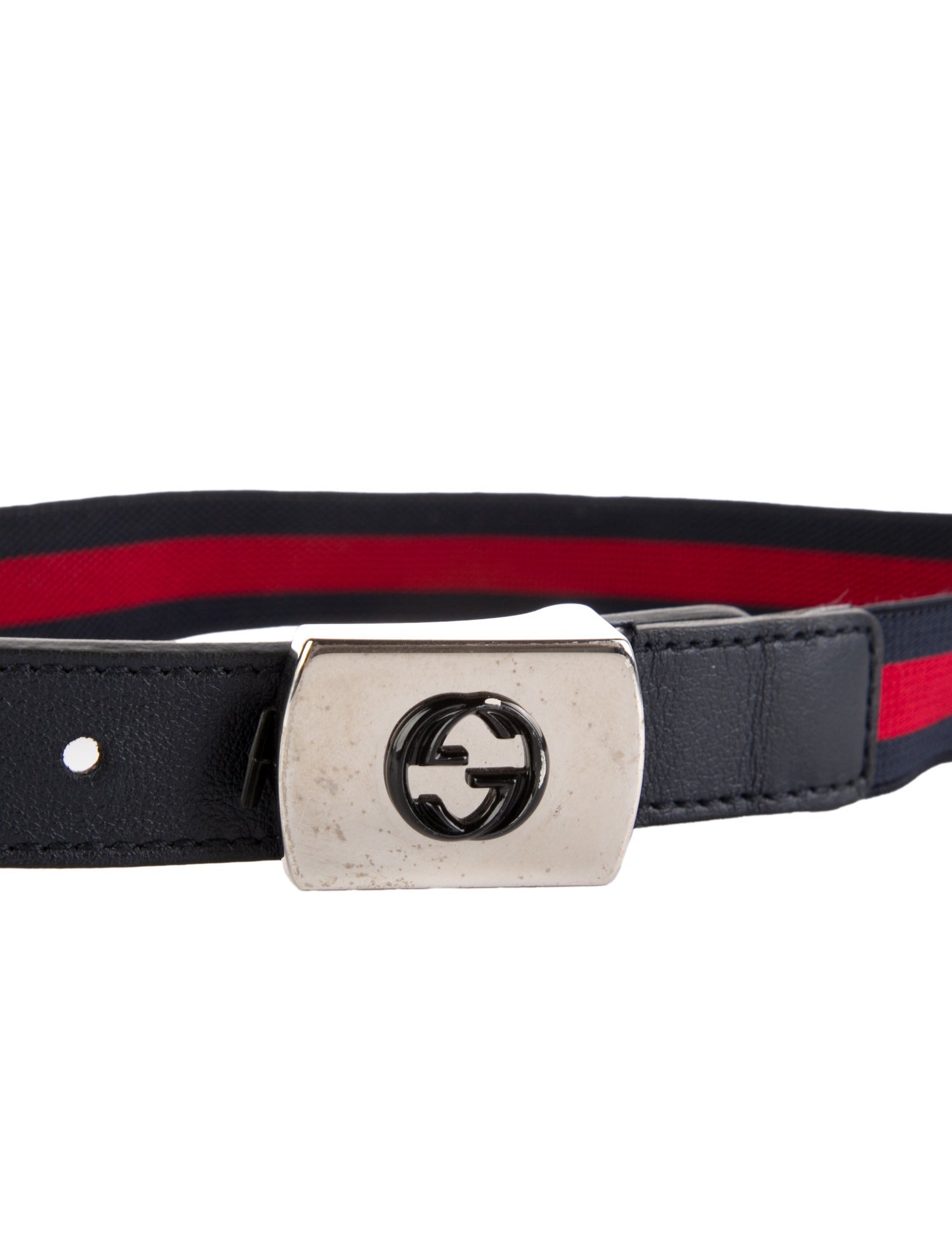 Gucci Skinny Leather Trim Embellishment Waist Belt