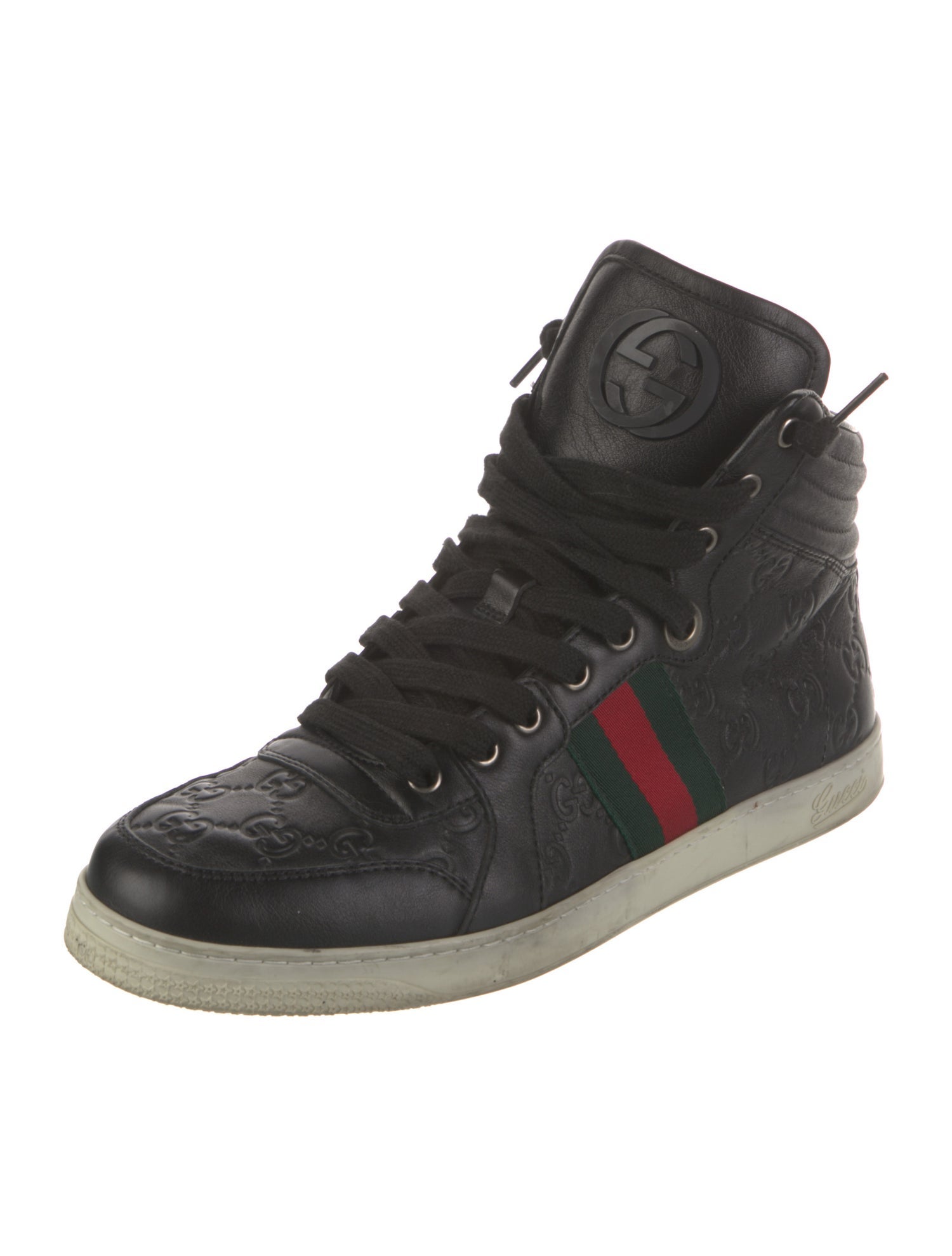 Gucci Web Accent Leather Sneakers