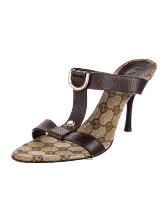 Gucci GG Canvas Canvas T-Strap Sandals