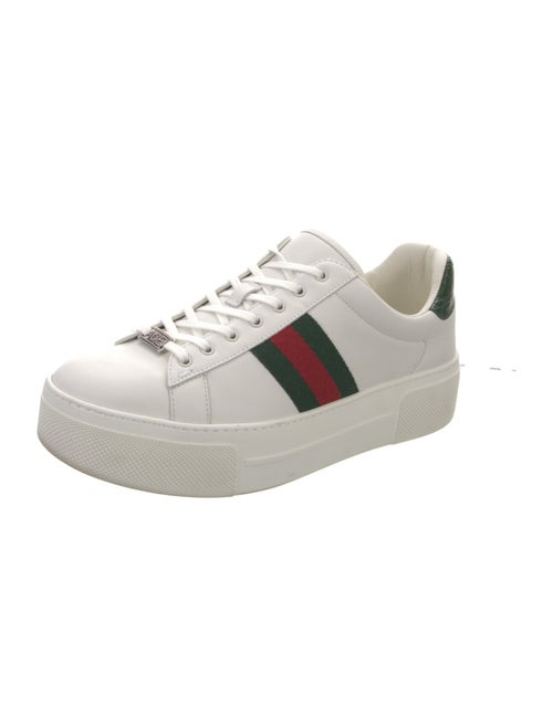 Gucci Web Accent Leather Sneakers
