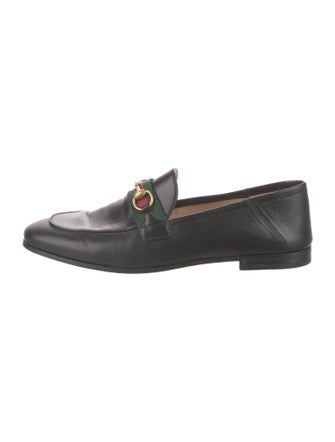 Gucci Web Accent Leather Loafers