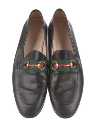 Gucci Web Accent Leather Loafers