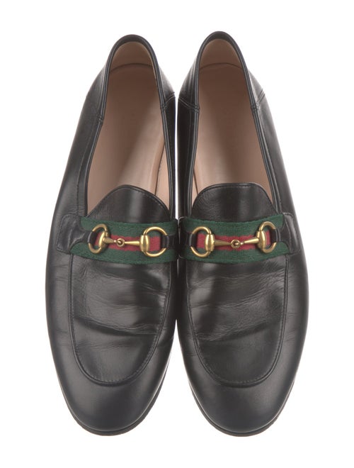 Gucci Web Accent Leather Loafers