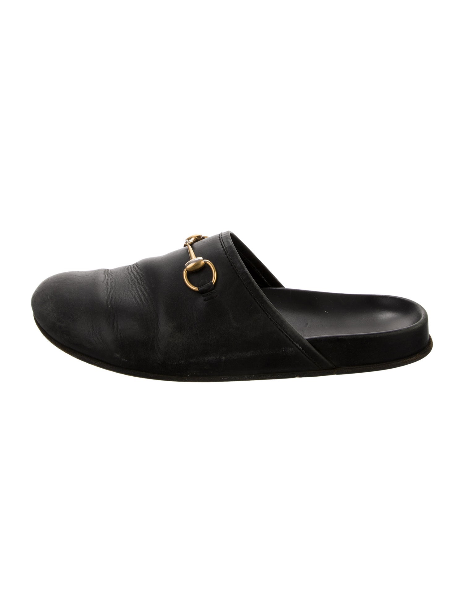 Gucci Horsebit Accent Leather Slippers