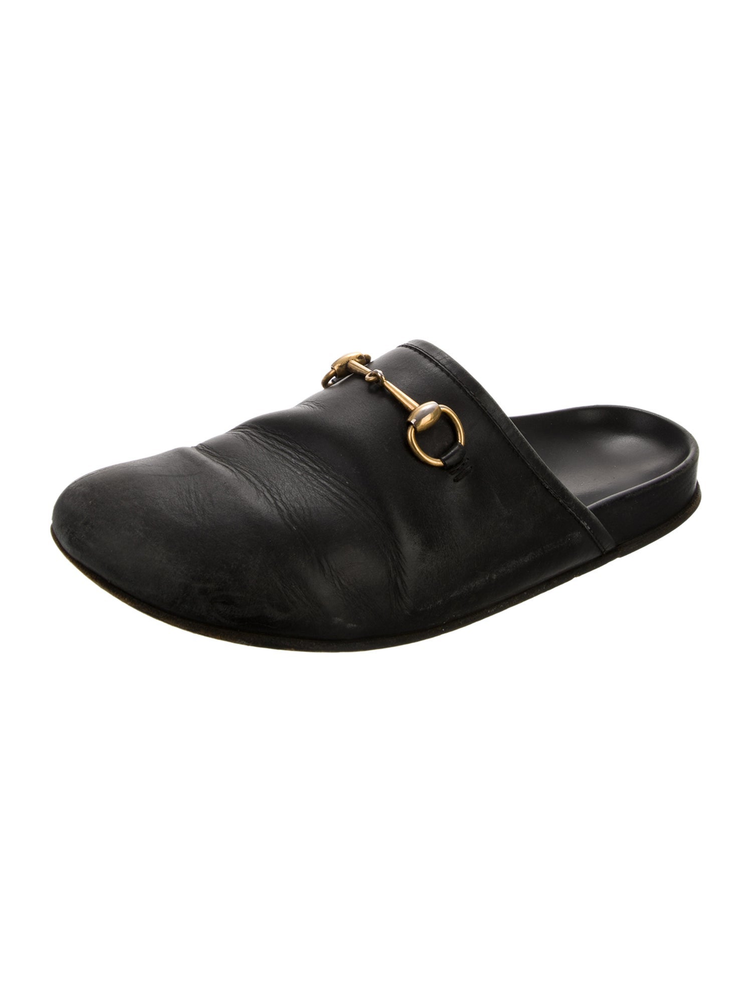 Gucci Horsebit Accent Leather Slippers
