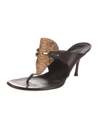 Gucci Leather Animal Print Slides