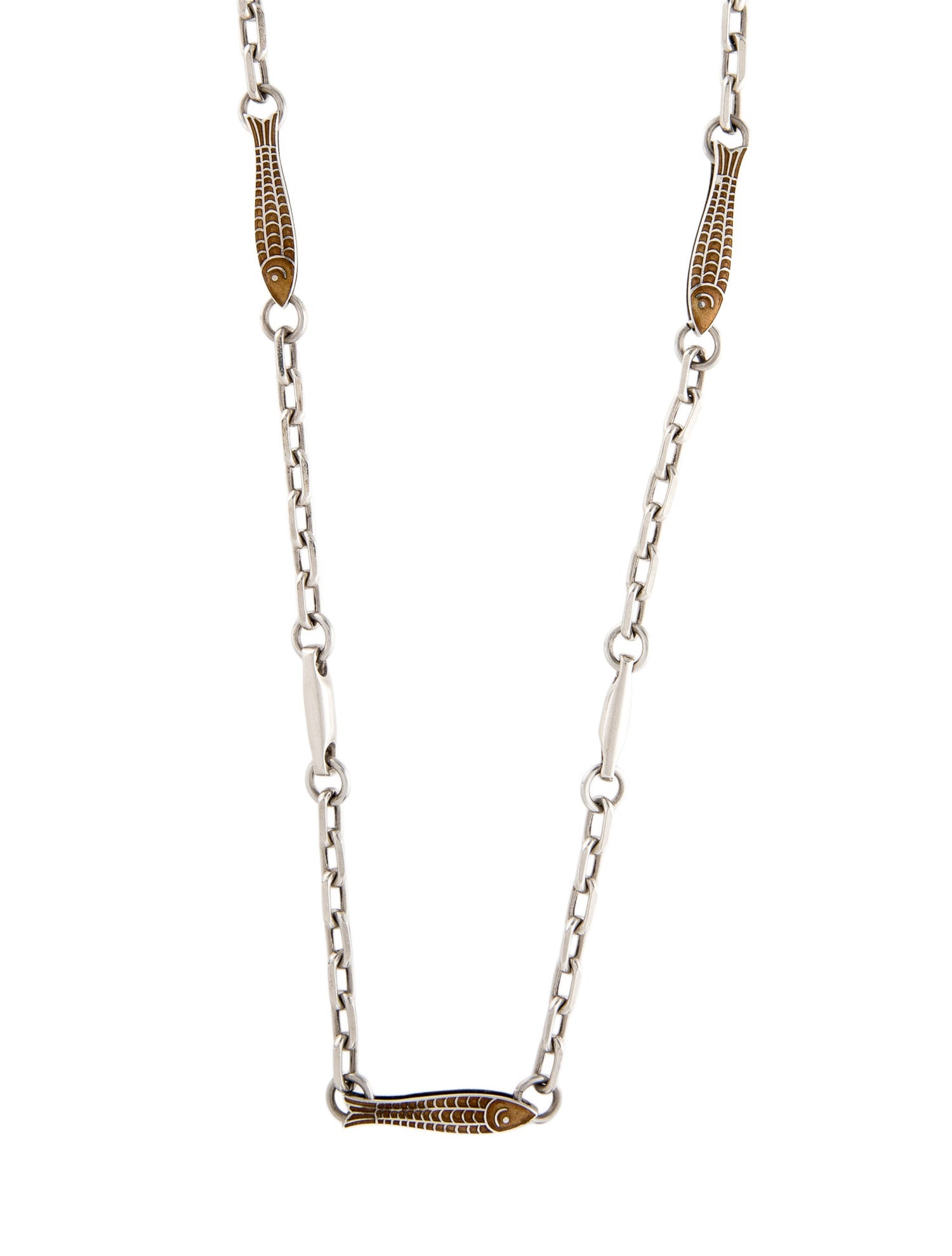 Gucci Vintage Enamel Fish Station Necklace