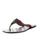 Gucci Web Accent Leather T-Strap Sandals
