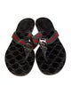 Gucci Web Accent Leather T-Strap Sandals