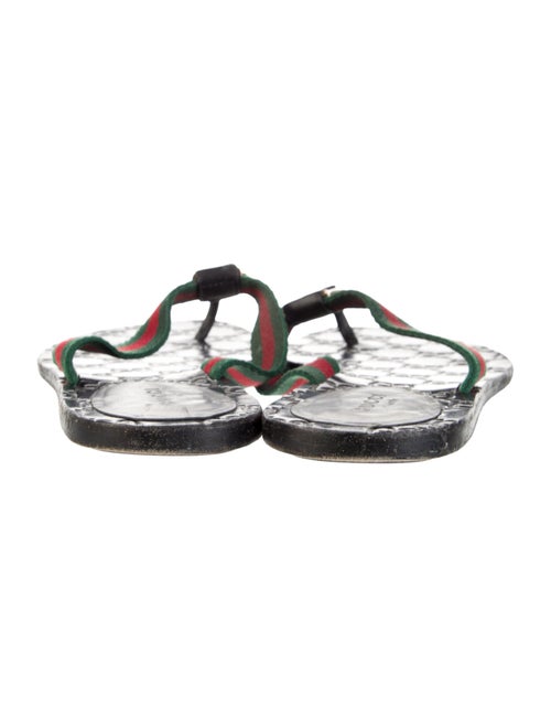 Gucci Web Accent Leather T-Strap Sandals