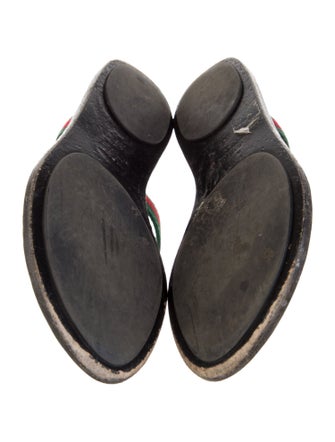 Gucci Web Accent Leather T-Strap Sandals