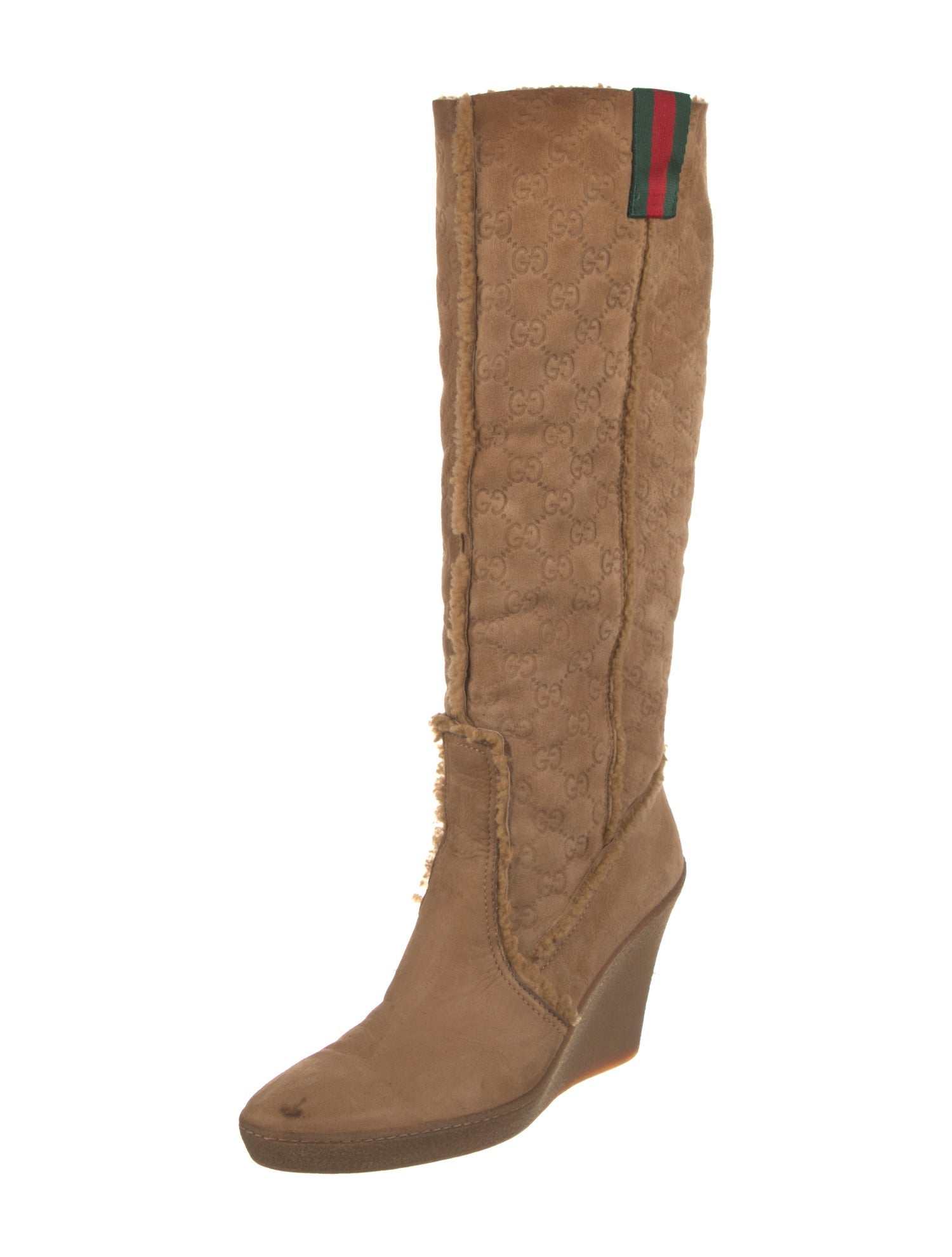 Gucci Web Accent Suede Boots