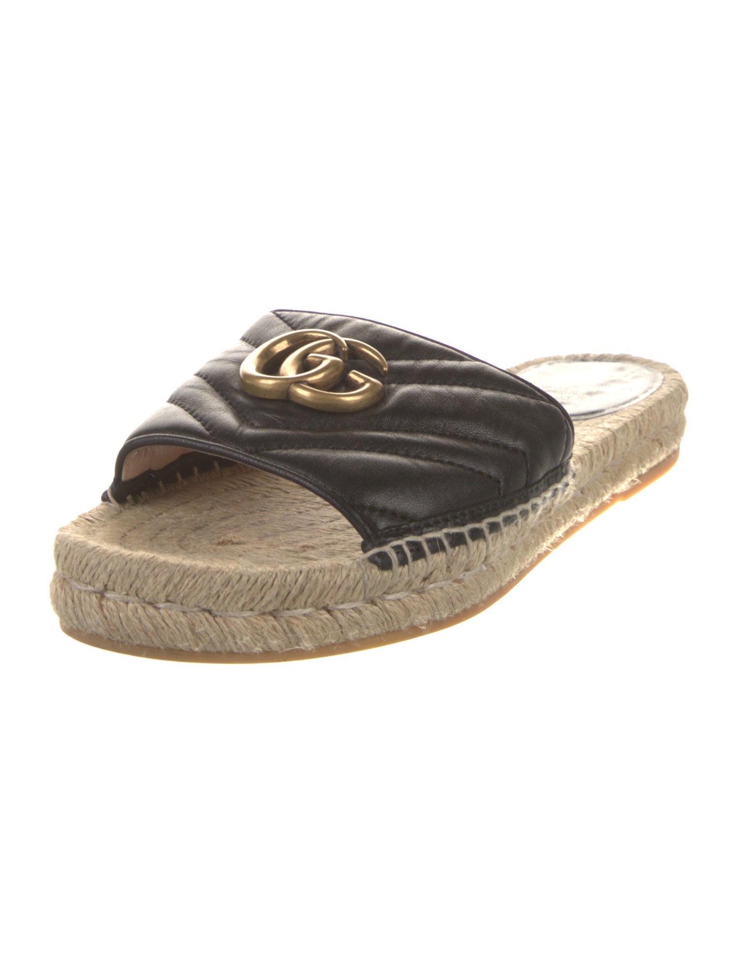 Gucci Double G Logo Leather Espadrilles