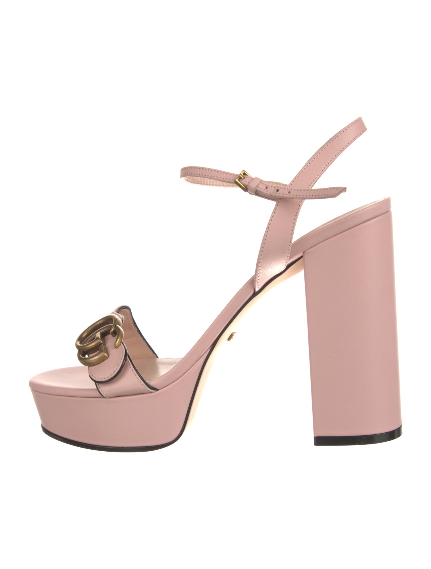 Gucci Double G Logo Leather Sandals