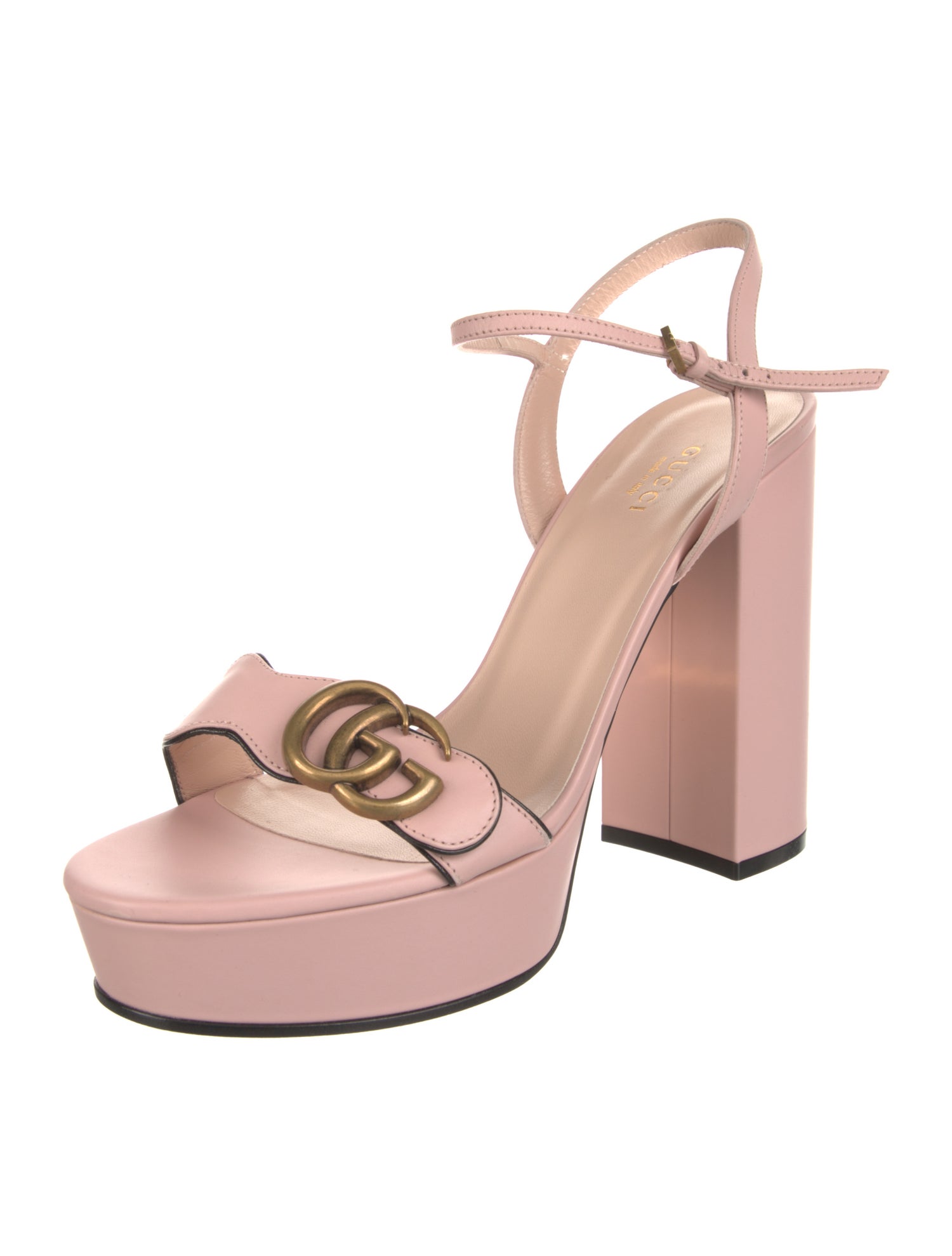 Gucci Double G Logo Leather Sandals