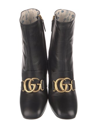 Gucci Double G Logo Leather Lace-Up Boots