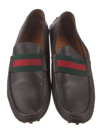Gucci Web Accent Leather Drivers