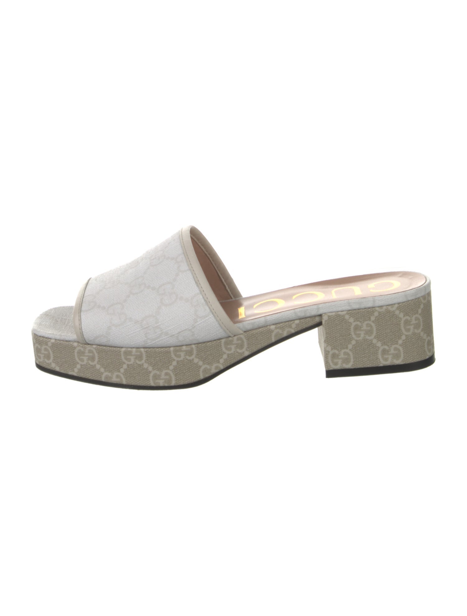 Gucci Printed Leather Trim Embellishment Mules