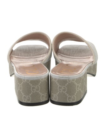 Gucci Printed Leather Trim Embellishment Mules
