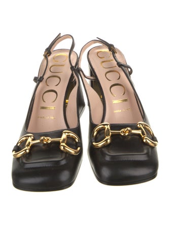 Gucci Horsebit Accent Leather Slingback Pumps