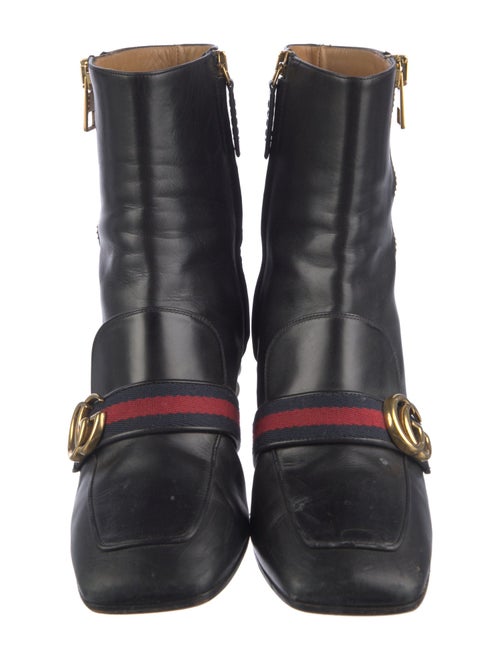 Gucci Faux Pearl Accents Leather Boots