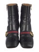 Gucci Faux Pearl Accents Leather Boots