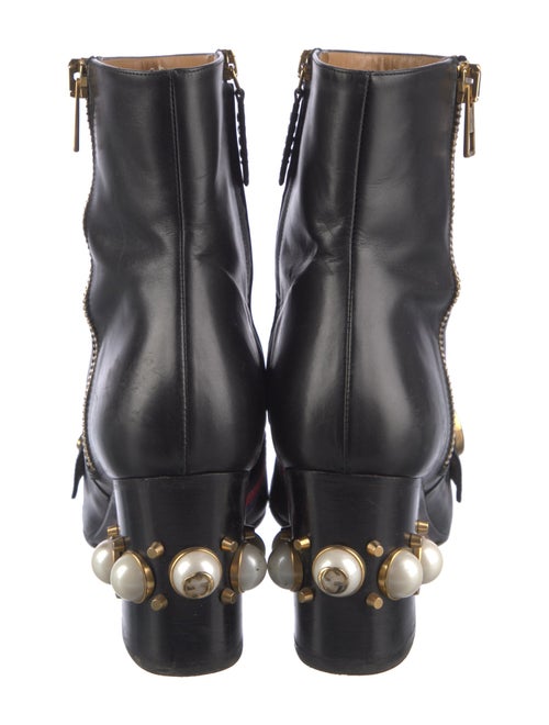 Gucci Faux Pearl Accents Leather Boots