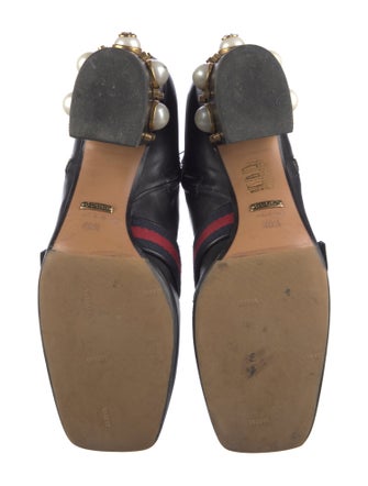 Gucci Faux Pearl Accents Leather Boots