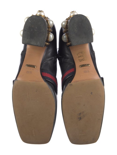 Gucci Faux Pearl Accents Leather Boots