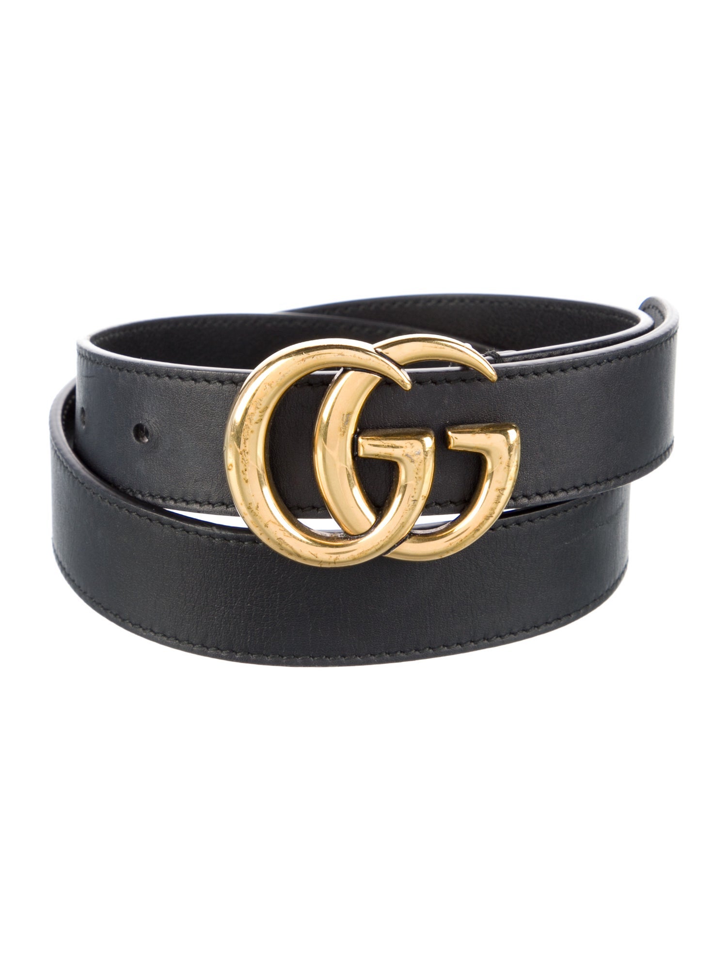 Gucci Double G Logo Leather Belt