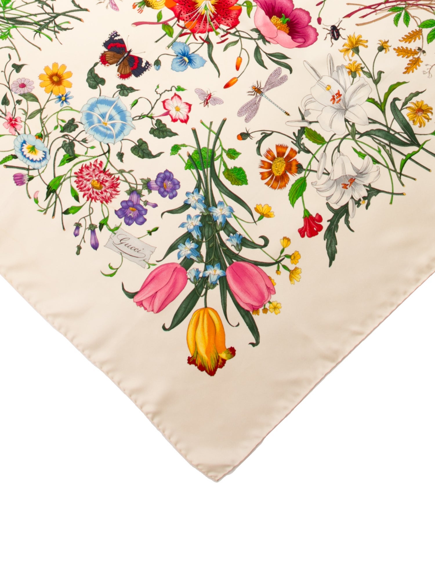 Gucci Silk Floral Print Scarf w/ Tags