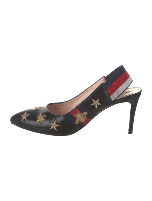 Gucci Sylvie Web Accent Leather Slingback Pumps