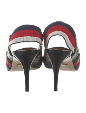 Gucci Sylvie Web Accent Leather Slingback Pumps