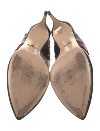 Gucci Sylvie Web Accent Leather Slingback Pumps