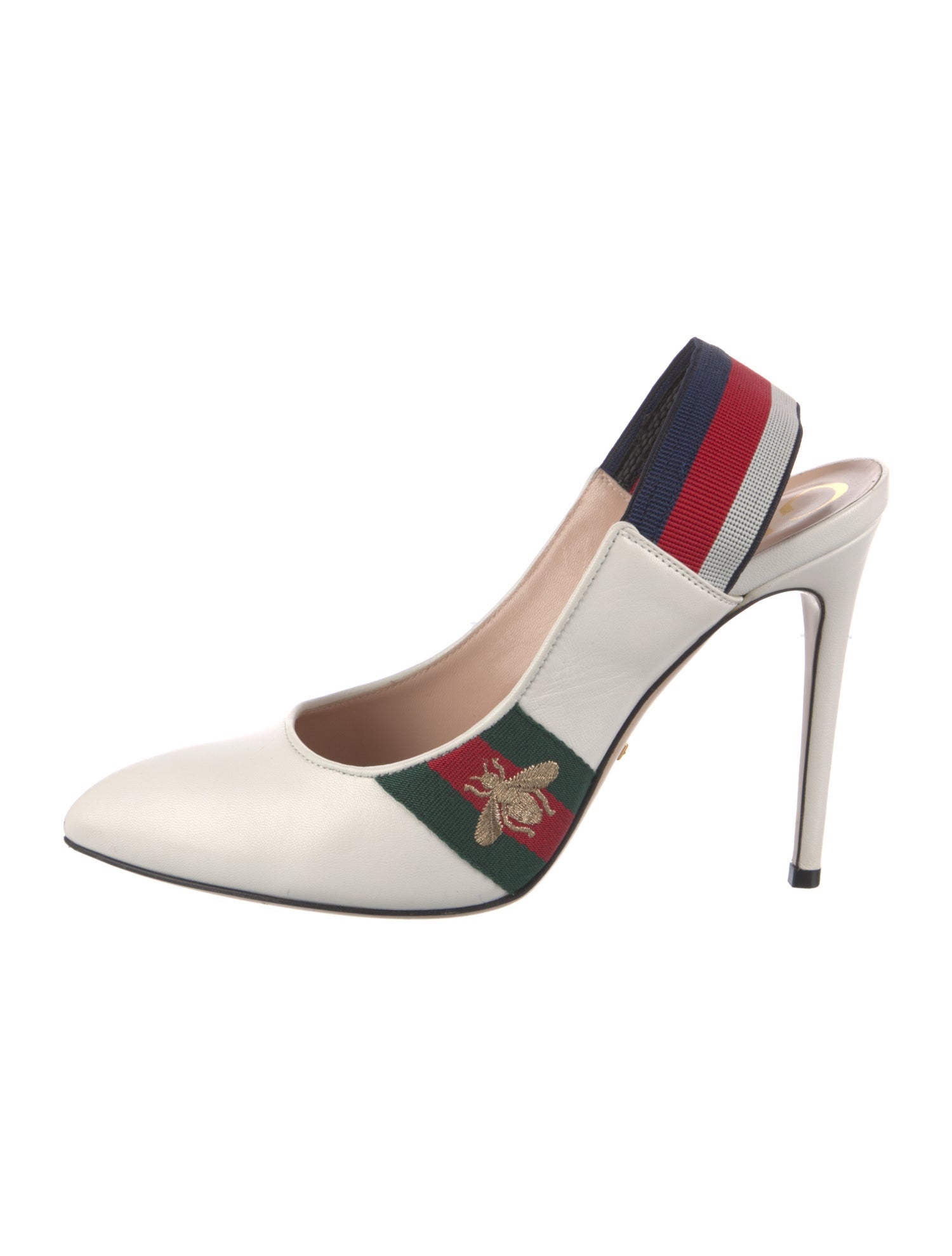 Gucci Web Accent Leather Slingback Pumps