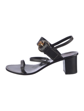 Gucci Bamboo Accent Leather Slingback Sandals