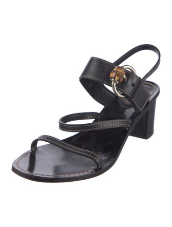Gucci Bamboo Accent Leather Slingback Sandals