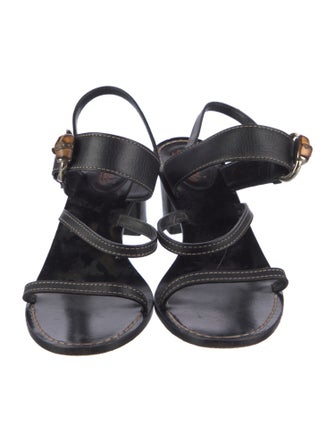 Gucci Bamboo Accent Leather Slingback Sandals