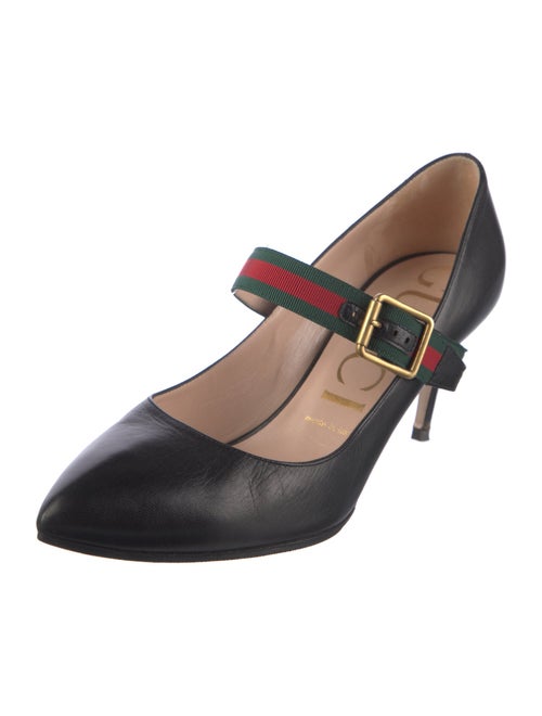 Gucci Web Accent Leather D'Orsay Pumps