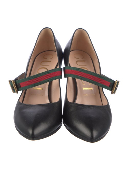 Gucci Web Accent Leather D'Orsay Pumps