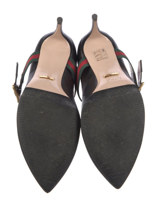 Gucci Web Accent Leather D'Orsay Pumps
