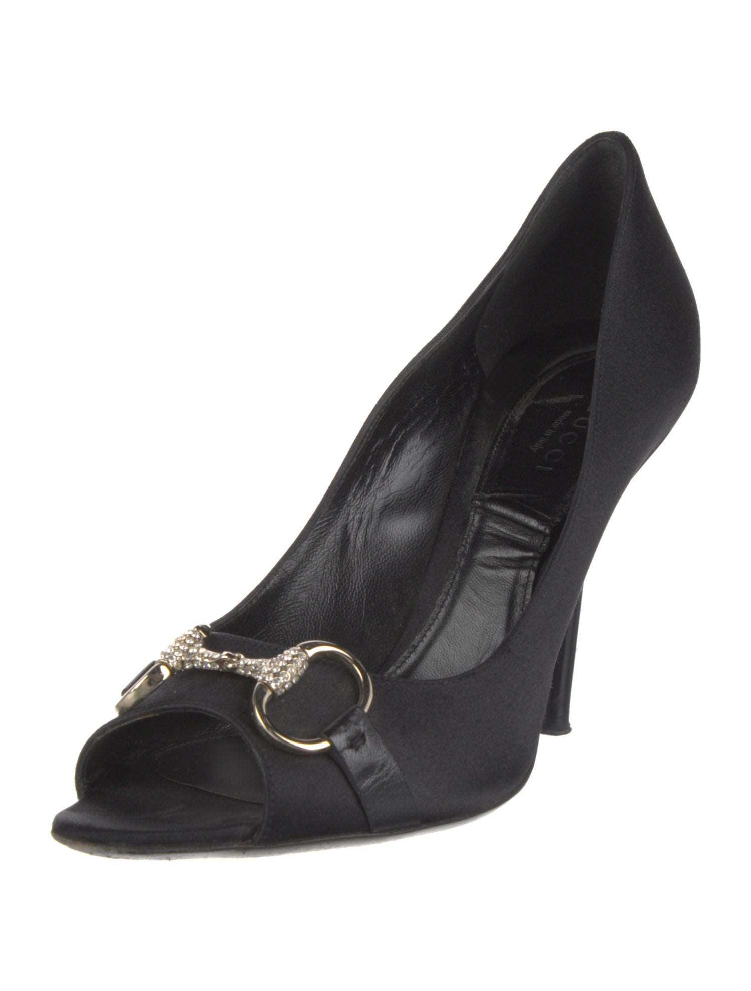 Gucci Horsebit Accent Satin Pumps