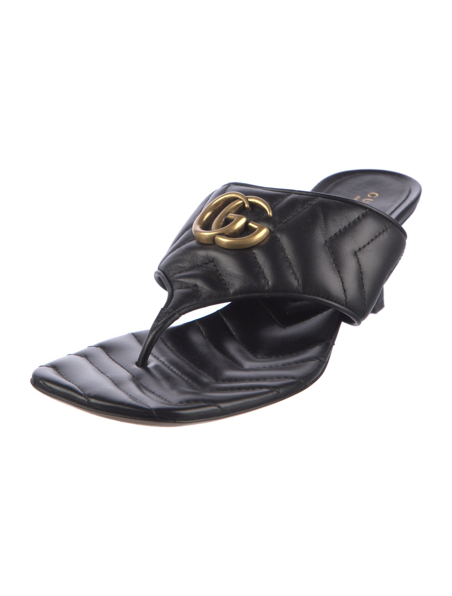 Gucci Double G Logo Leather Slides