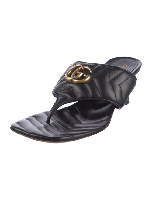 Gucci Double G Logo Leather Slides